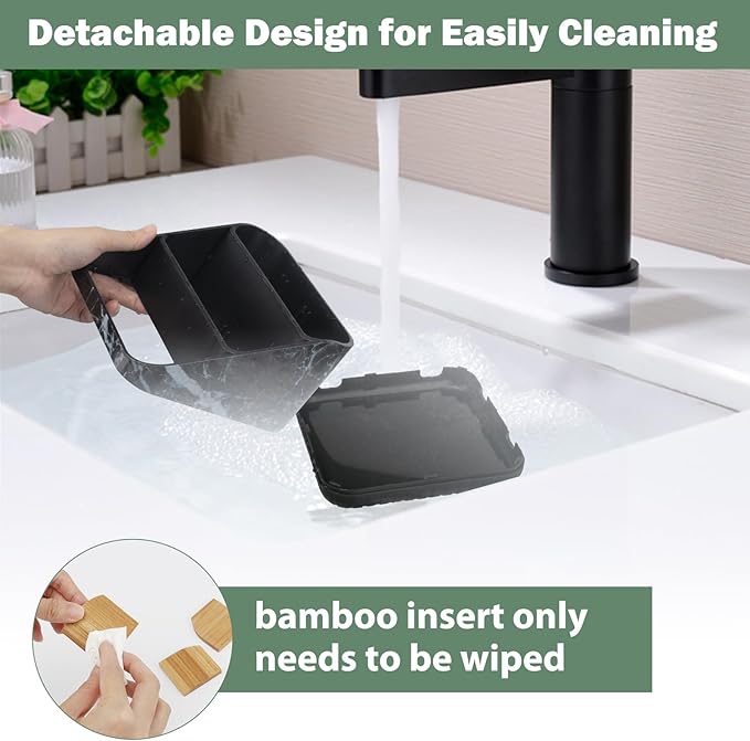 Chintu Toothbrush Holders for Bathroom Counter Organizer - 6 Slots Tooth Brushing Holder for Family Kids, Electric Toothbrush and Toothpaste Holder for Vanity Countertop Storage Black Marble