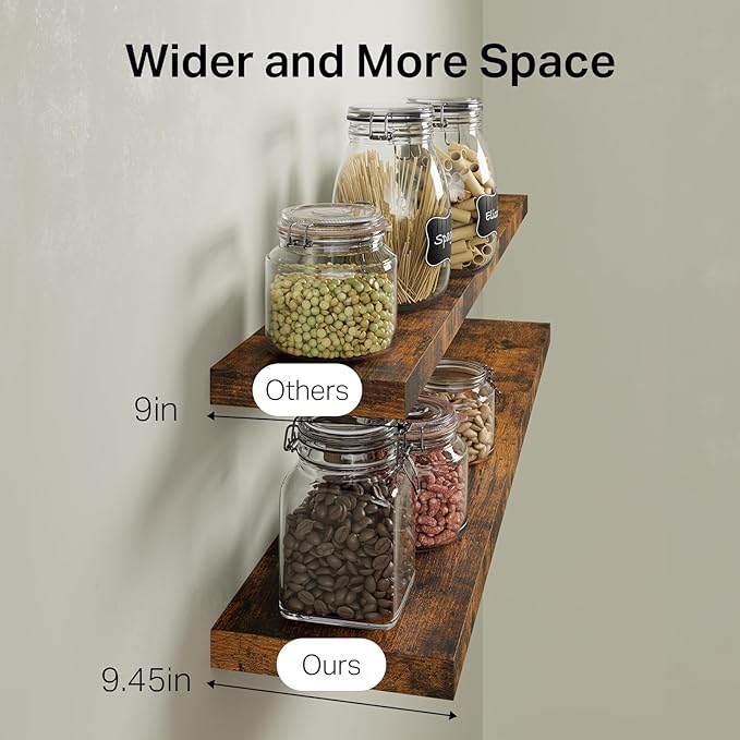Floating Shelves, 48 inches Long Wall Mounted Rustic Wood Shelves for Bathroom