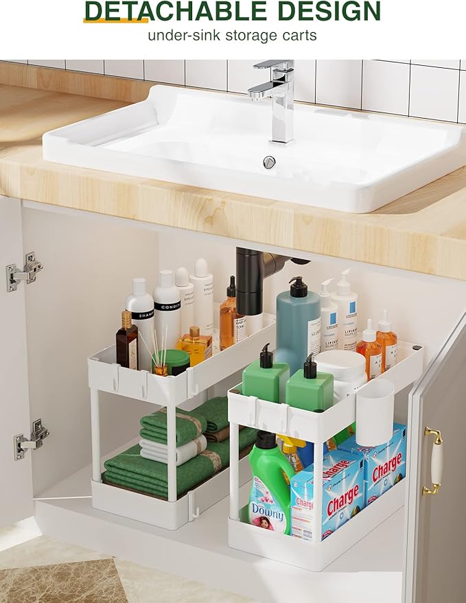 Slim Rolling Storage Cart, 7.1" W+White