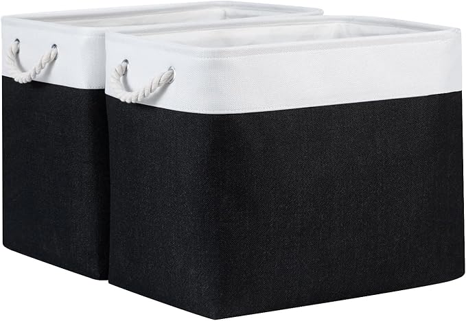 Bidtakay Baskets Extra Large Storage Bins for Clothes Set of 2 Black Baskets