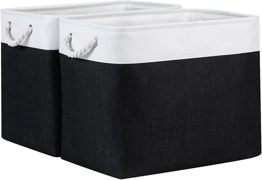 Bidtakay Baskets Extra Large Storage Bins for Clothes Set of 2 Black Baskets