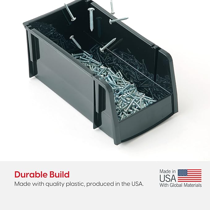 USA Small Stackable Storage Bins, 12-Pack, 7.5 x 4.5 x 3 inch, Made in USA