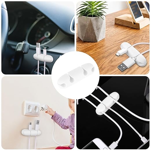 WLLHYF Cable Clips 3PCS Cord Wire Organizer Cable Management Holders 4 Hole Silicone Cable Harness USB Charging Accessory Cable Holder for Office and Home Desk