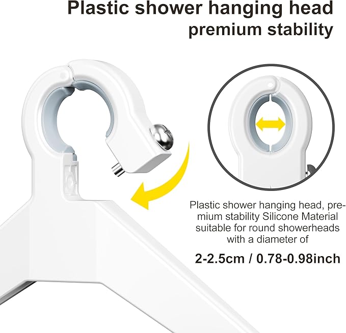Orimade Adjustable Anti-slip Shower Caddy over Head, Rustproof Bathroom Hanging Shower Organizer with 2 Hooks for Razor, No Drilling Shower Shelves Storage Rack 3 Tier, White