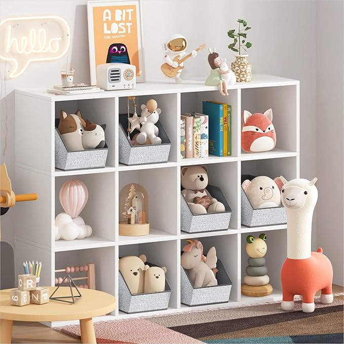 Homsorout Large Closet Storage Cubes - Closet Storage Bins with Dual Handles for Clothes, Towels, Toys, Shelf Organizer Bins for Bedroom, Nursery, Shelves, Small Spaces, Ant Light Gray, 3 Pack