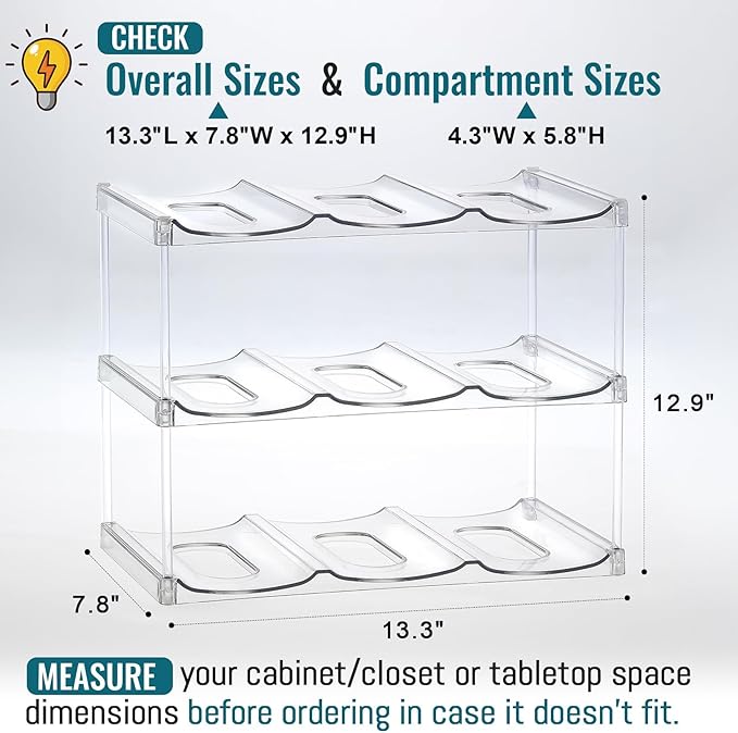 Design for Stanley 40 OZ & Large Bottles & Tumblers with Handle, Acrylic Water Bottle Organizer - Stackable Clear Wine Rack, Cup Holder for Home Kitchen Pantry Shelf Countertop Cabinet, 3 Tier Hold 9