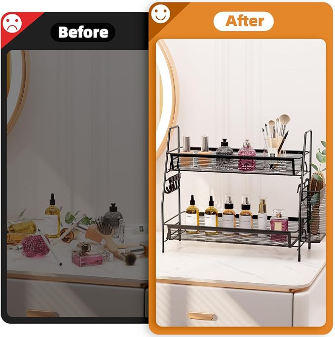 2-Tier Bathroom Organizer Countertop, Black