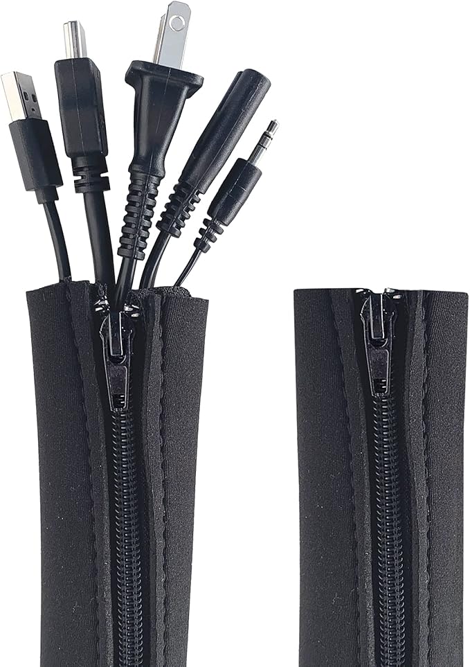Zipper Cable Sleeves, 36 x 4 in, 2 Pack – Black