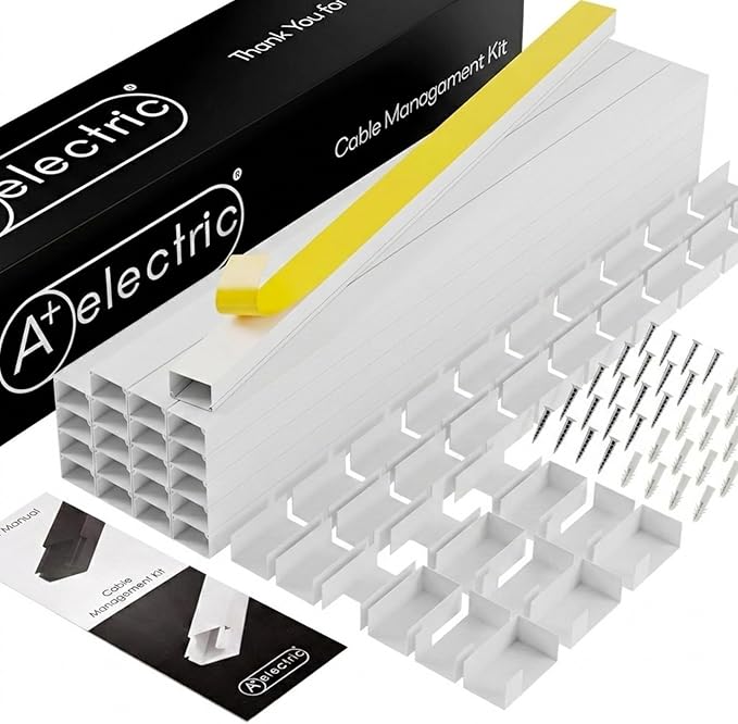 A+ ELECTRIC Cord Cover Full Kit, 26ft/315in Self-Adhesive Cable Raceway