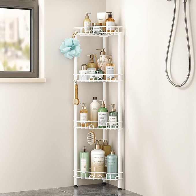 Standing Shower Caddy Corner, White