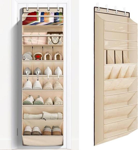 1 Pack Over The Door Shoe Organizer, Beige
