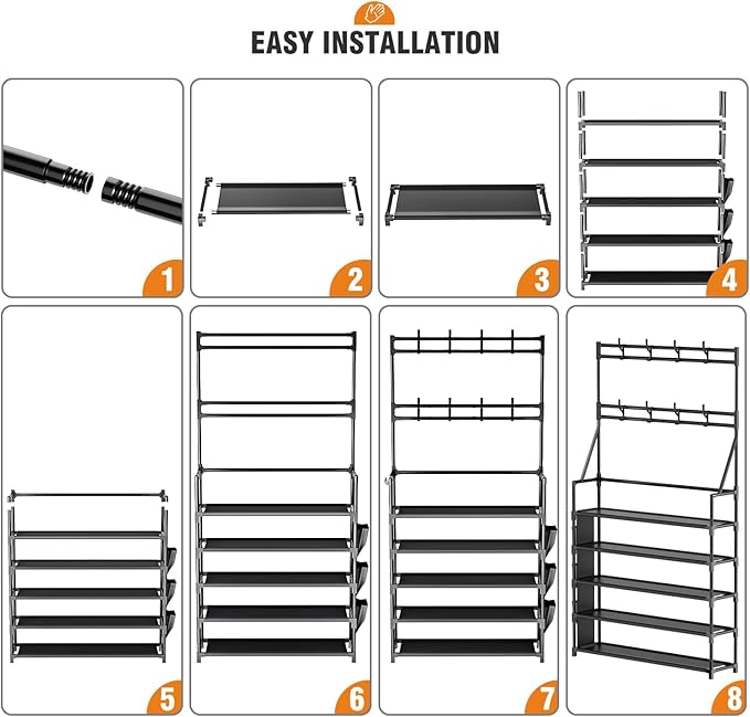 OYREL Shoe Rack 5 Tier Shoe Racks Organizer 20-25 Pairs Shoes Rack for Closet Entrance Shoe Storage Organizer with Hooks and Side Pocket Entryway Shoe Holder Space Saving Free Standing Shoe Racks