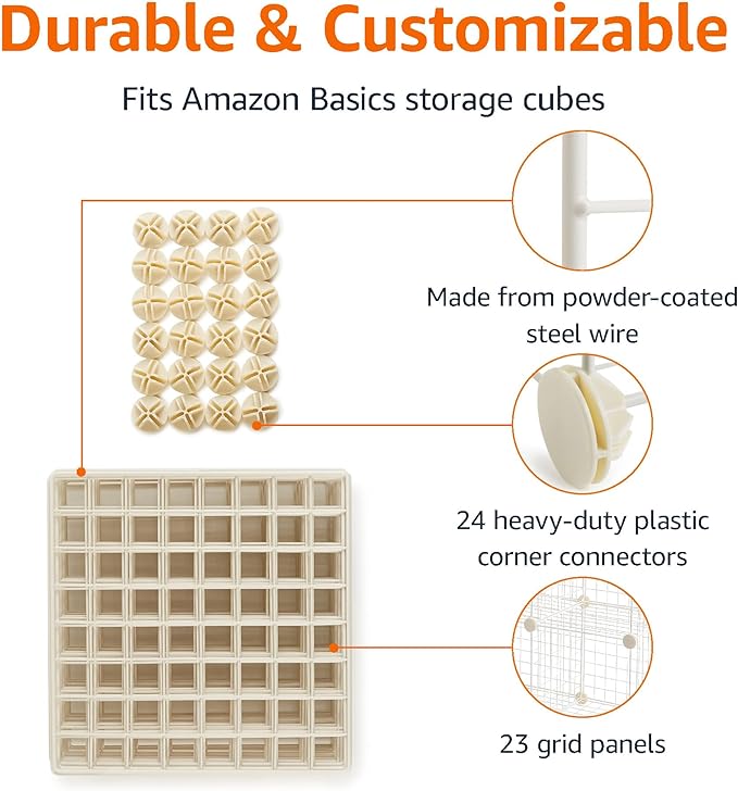 Amazon Basics Cube Wire Grid, 6-Cube, 12 x 12-Inches, White | Stackable