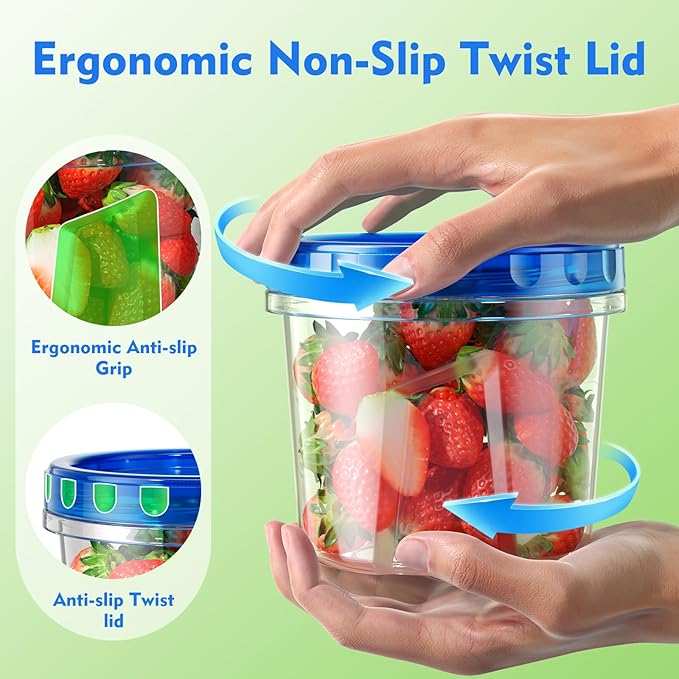 BiuLeon 12 Pack- 34/24/17oz Freezer Storage Containers, Plastic Food Storage Containers with Twist Top Lids, BPA Free and Reusable Soup Containers with Lids, Leakproof/Microwave/Dishwasher Safe