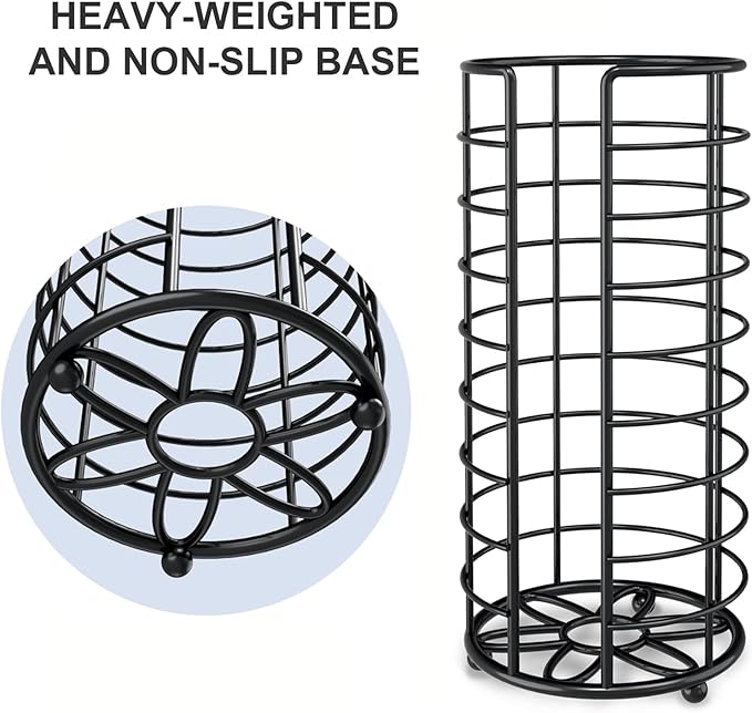 Toilet Paper Holder Stand, Freestanding Bathroom Toilet Paper Organizer, Black