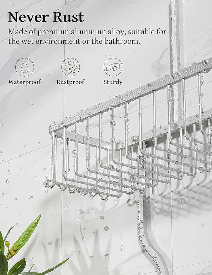 Never-Rust Aluminum Hanging Shower Caddy, Silver
