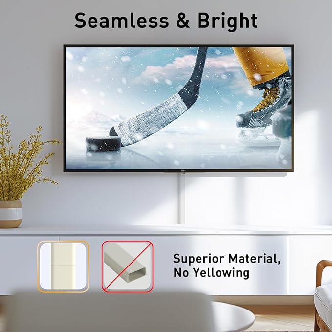 Delamu Cord Hider, 142in Cable Hider, Cord Covers for 2-3 Wires on Wall, Wire Covers for Cords, Wire Hiders for TV on Wall, Easier Setup Cable Cover Cable Management, W0.94 H0.47in, Beige