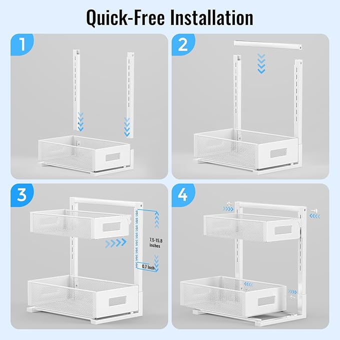 Under Sink Organizer, Bathroom Organizers and Storage, 2PCS