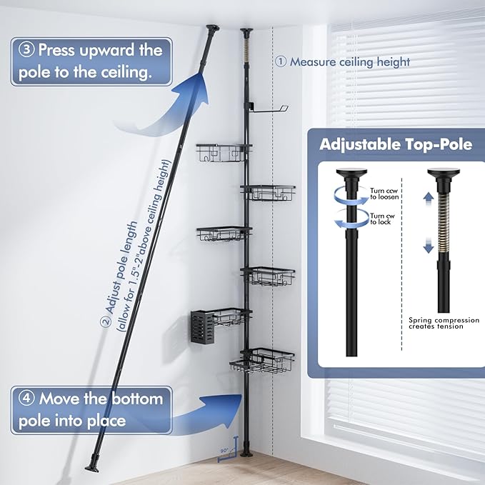 Shower Caddy Organizer Tension Pole