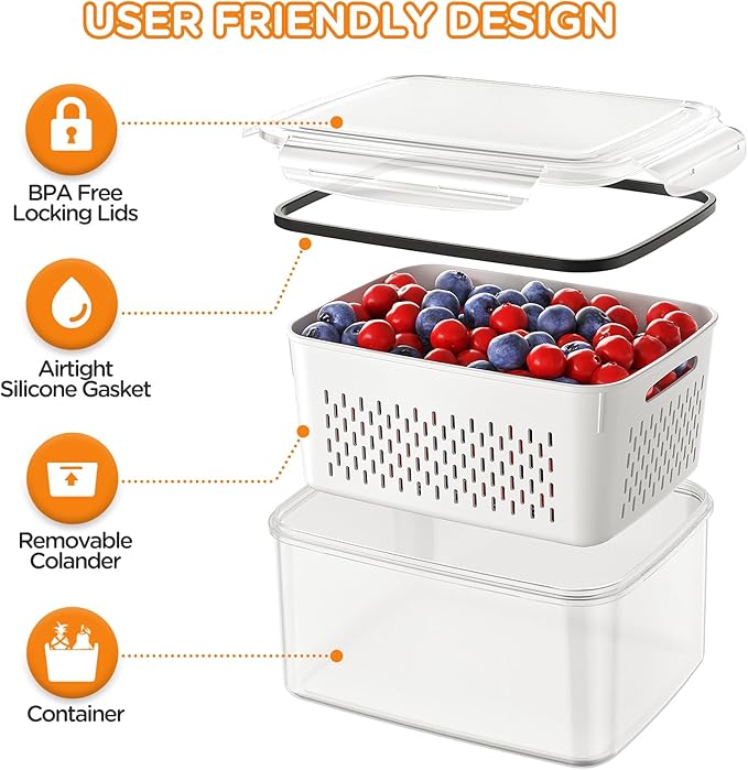8-Pack Fruit Storage Containers for Fridge