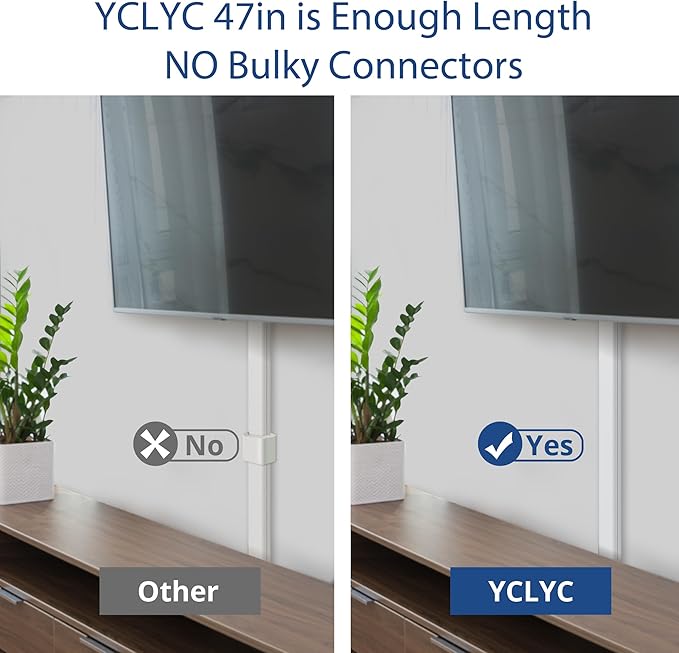 47in TV Cord Hider, YCLYC Cord Hider for Wall Mount TV, Large Cable Hider, Paintable Wire Covers for Cords, Cable Management Cord Organizer, Wire Hiders for TV on Wall 3*L15.7in W2in H0.7in, Black