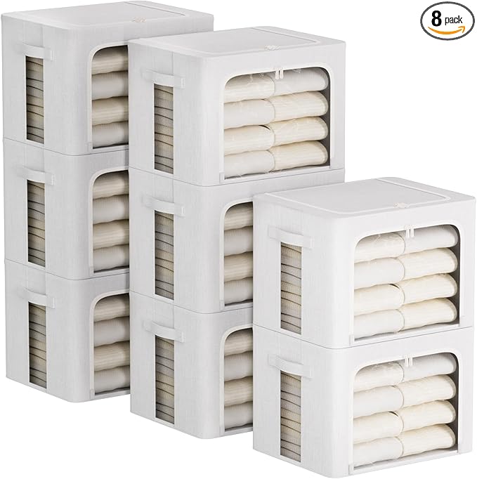 8 Pack Clothes Storage Bins, 19.7x15.7x13.8 inch)