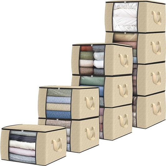 Fab totes 10 Pack Clothes Storage, Beige