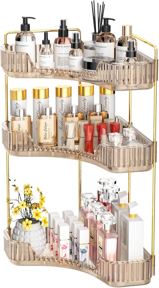 3-Tier Corner Bathroom Counter Organizer, Amber