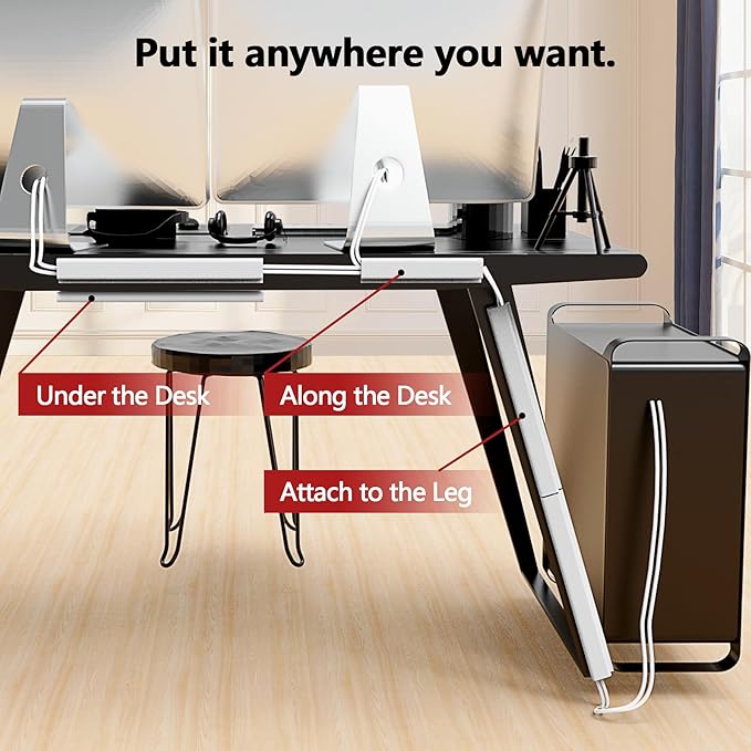 Under Desk Cable Management, 15.7 in Computer Cable Management White