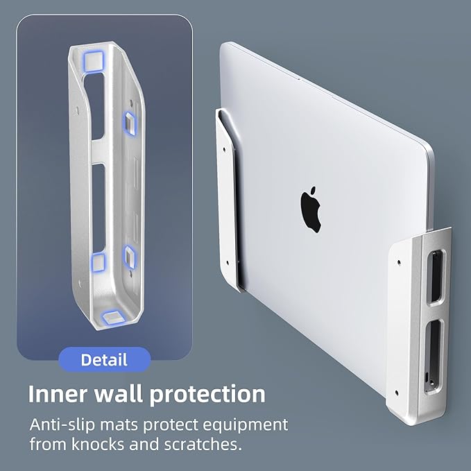 Wall & Under Desk Laptop Mount Holder–Adhesive & Screw in, 1.02"/ 26 mm