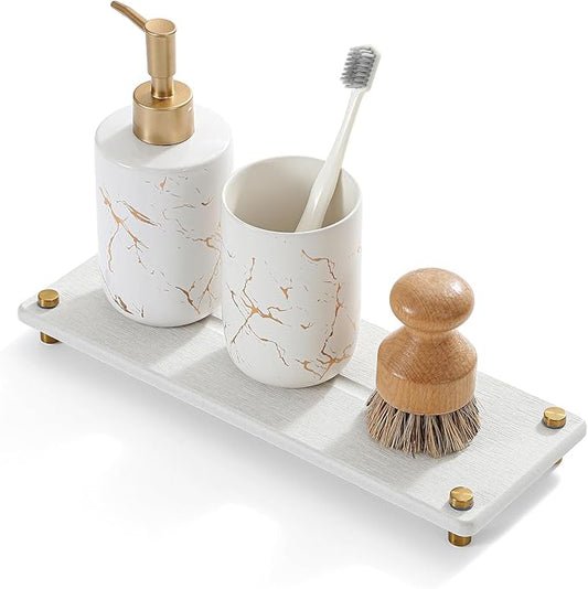Water Absorbing Stone Sink Caddy Kitchen Sink Organizer Tray, Beige 12.5" x 4.5"