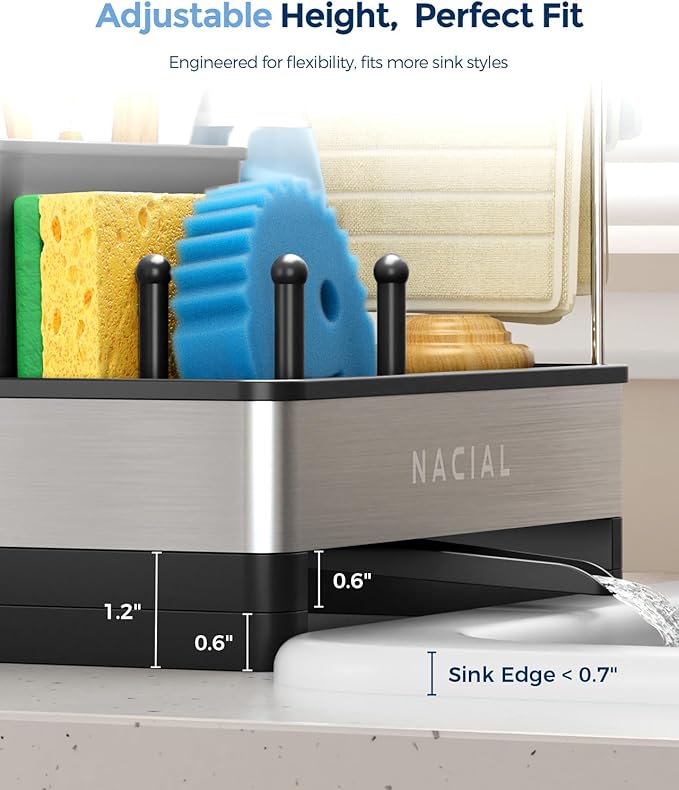 Nacial Kitchen Sink Caddy Organzier with High Brush Holder