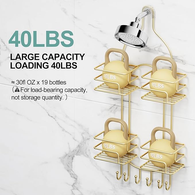 Shower Caddy Hanging, Bathroom Organizer, No Drilling Shelves Over Shower Head
