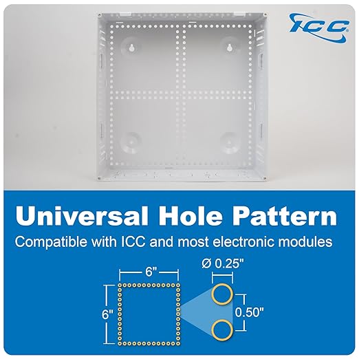ICC 14” Plastic Structured Wiring Enclosure with Cover, Includes 3 Connectivity Modules (CAT6 8-Port PoE++ Module, 1x8 Bridged Telephone RJ31X Module, 1x6 Video Module), UL Listed, TAA Compliant