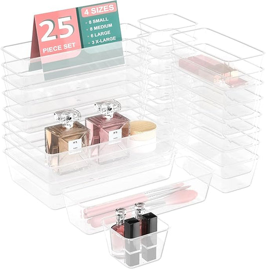 25 PCS Plastic Drawer Organizer Set