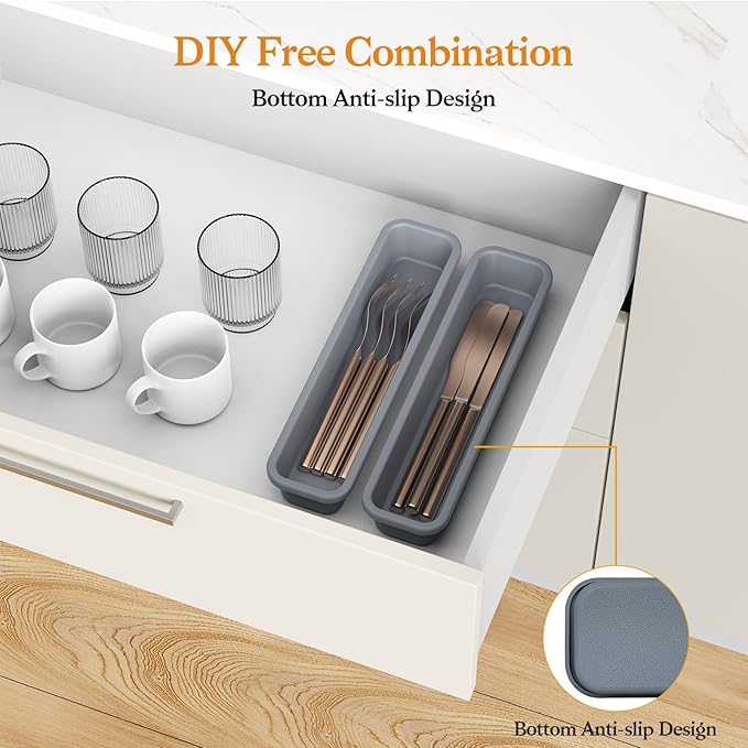 2 Pack Silicone Silverware Organizer