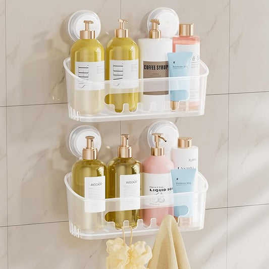 Shower Caddy Suction Cup, Heavy Duty Bathroom Organizer, Frosted Clear