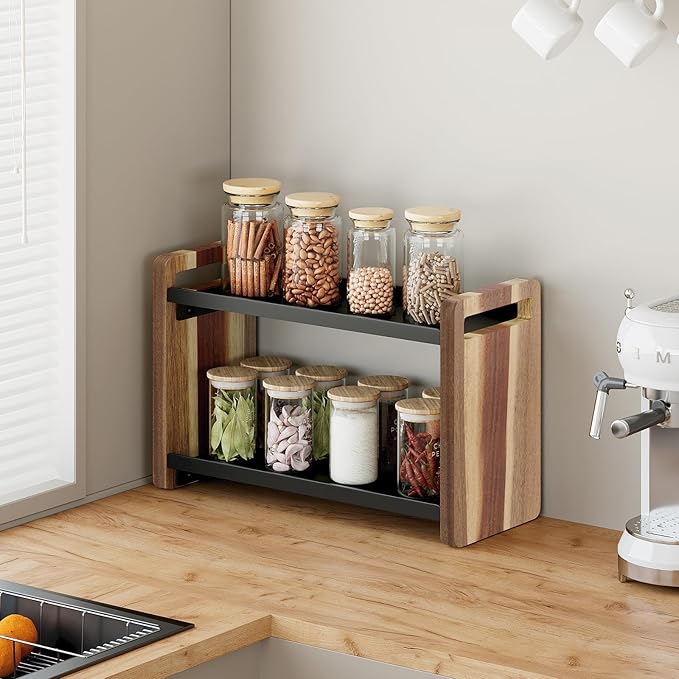 Bathroom Counter Organizer,Bathroom Counter Shelf,Bathroom Organizers,Under Sink Organizer,Cologne Organizer for Men,Cologne Cabinet,Spice Rack Organizer for Cabinet,Gifts(Acacia 2 Tier)