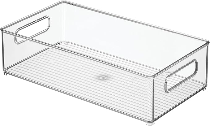 Stackable Fridge Bin, Storage Bin for Freezer or Pantry, Set of 2, Clear