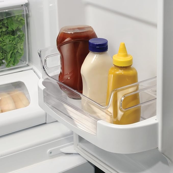 iDesign Condiment Organizer for Fridge - Plastic Fridge Organizer Bins with Handles, Set of 4, Clear
