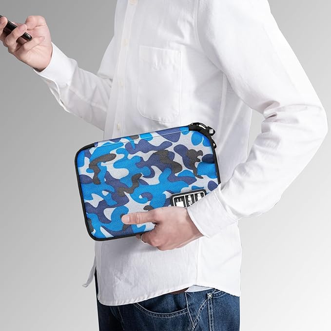 Lcsmaokin Electronics Travel Organizer,Portable Waterproof Electronic Travel Storage Bag for Small Charging Cord Storage,Charger,SD Card etc,for Travel,Business-Blue Camouflage