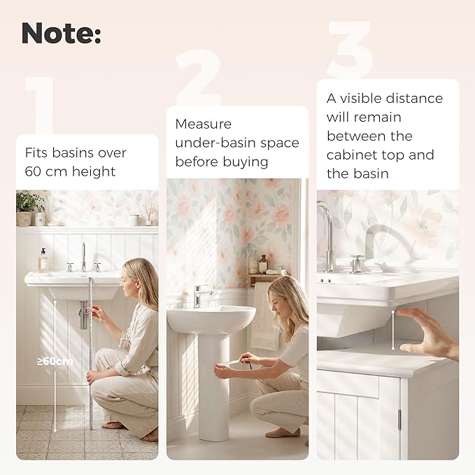 23.5" Pedestal Sink Storage Cabinet, White