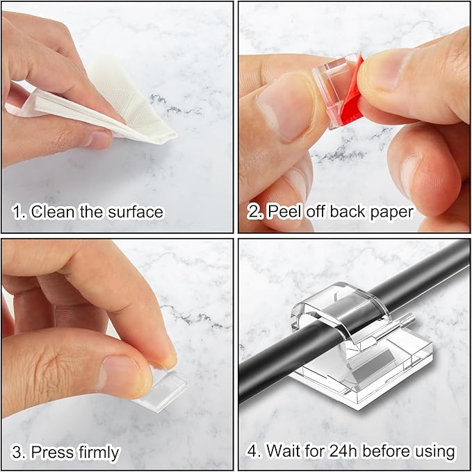 100 Pcs Cable Clips, Transparent, 100PCS