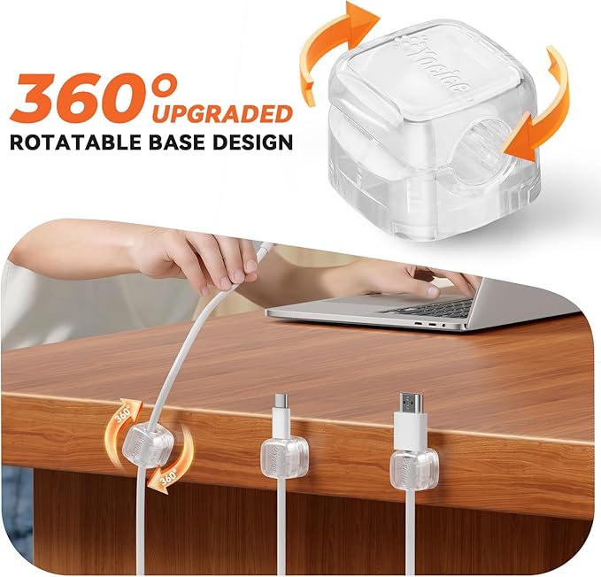 6Pack Rotatable Cord Organizer, Clear