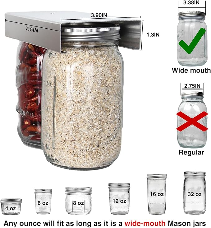 Mason Jar Organizer, Mason Jars Rack for Food Storage