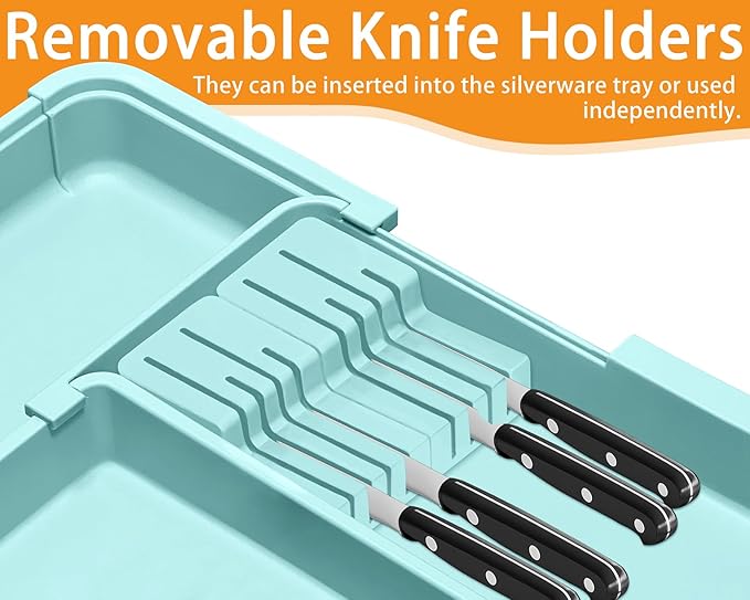 Utensil Drawer Organizer for Kitchen, Turquoise
