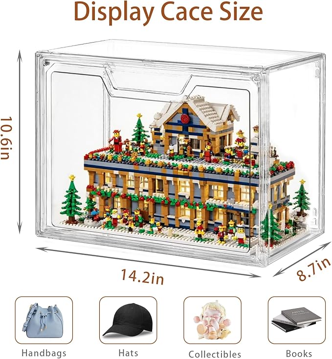 Freebat Stackable Storage Organizers Clear Acrylic Display Case, 5-Pack Acrylic Boxes with Lids, Clear Storage Containers Storage for Handbags, Collectibles & Figures