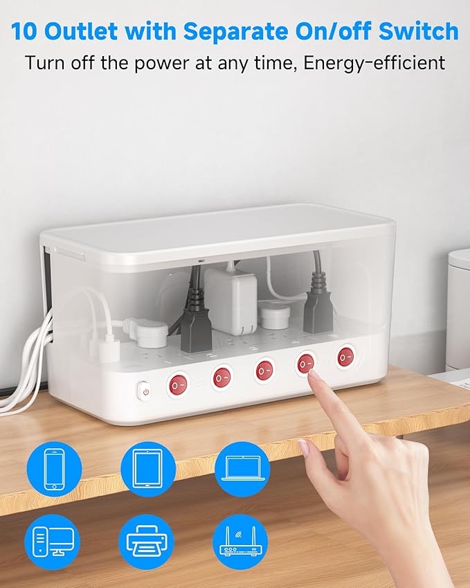 Surge Protector Power Strip with Cable Management Box