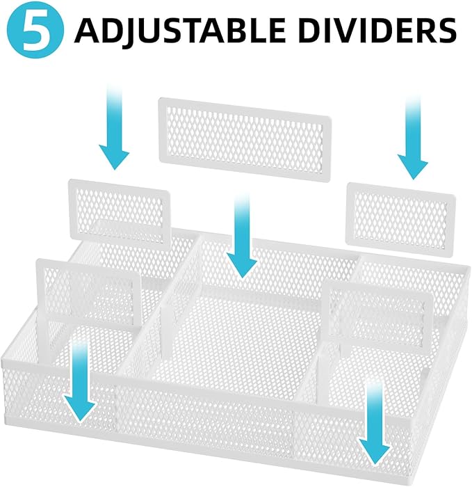 2 Pack Desk Drawer Organizer, White