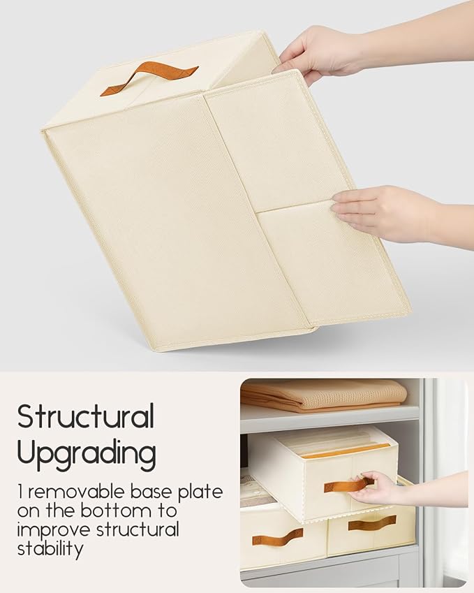 Closet Organizers and Storage, Fabric Clothes Organizer with Handles, Beige